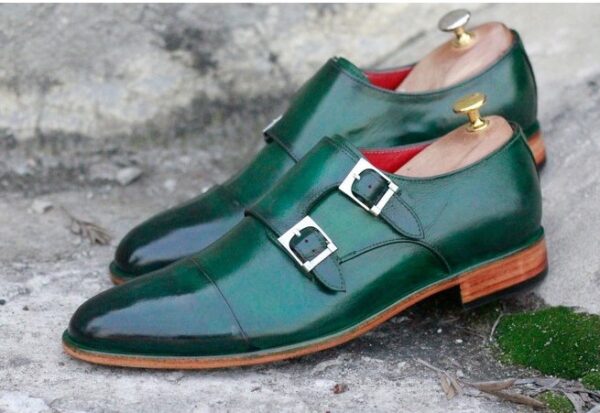 Luxury Green Double Monk Fashion Shoes for Men
