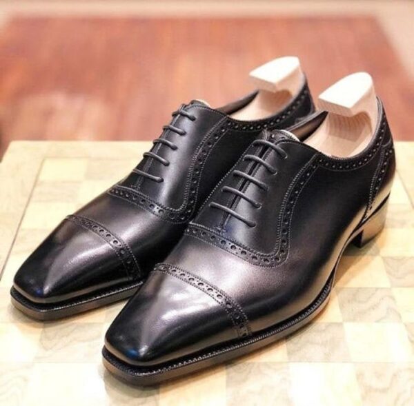 Oxford Black Dress Shoes for Men Cap Toe Black Shoes