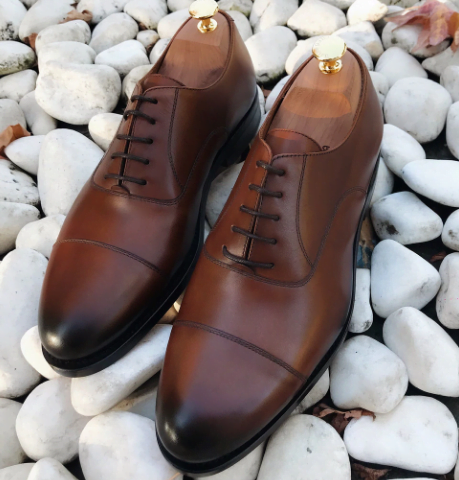 Oxford Brown Dress Shoes for Men Cap Toe Formal Shoes