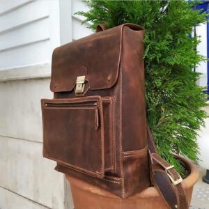 Stylish Brown Leather Crossbody Laptop Bag