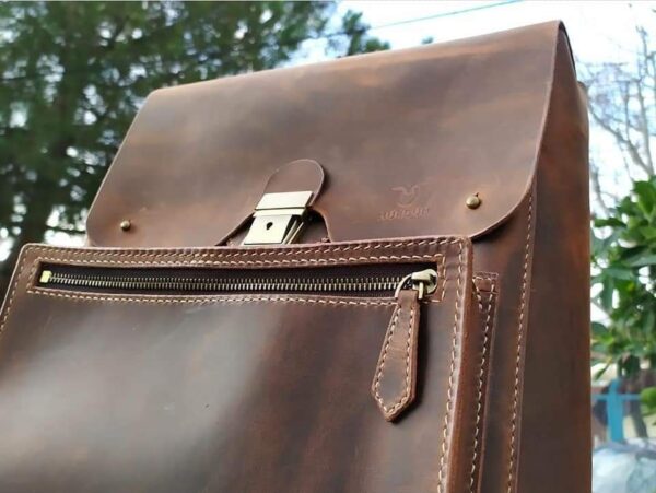 Stylish Brown Leather Crossbody Laptop Bag