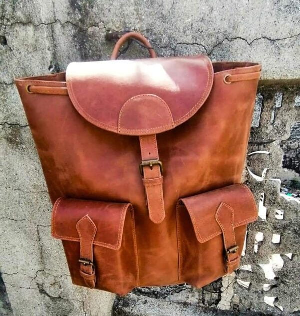 Stylish Brown Leather Tote Backpack Bag