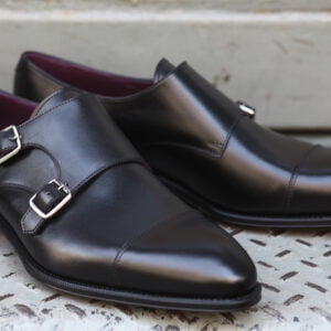 Black Double Monk Dress Shoes for Men Business Formal Shoes