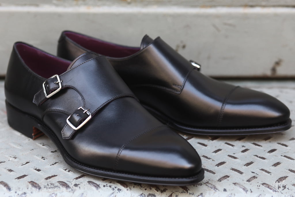 Black Double Monk Dress Shoes for Men Business Formal Shoes