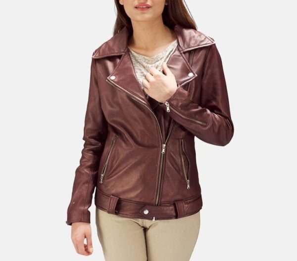 Western Brown Leather Women Jacket