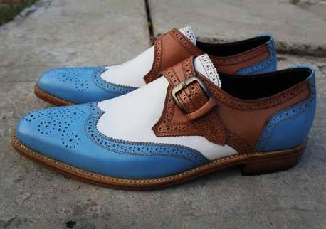 Luxury Mens Handmade Leather Brogue Toe Spectator Shoes