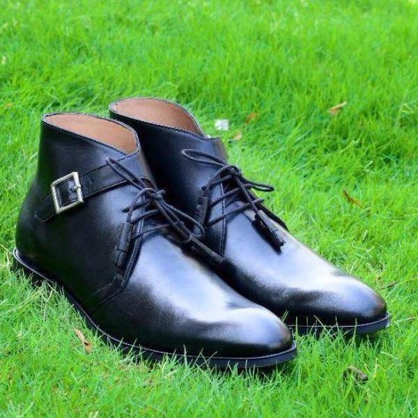 Monk Strap Black Boots for Mens Dress Boots