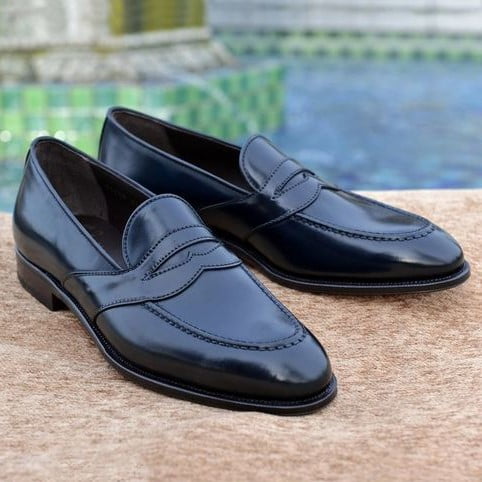 Black Patent Penny Loafer for Men Black Dress Shoes