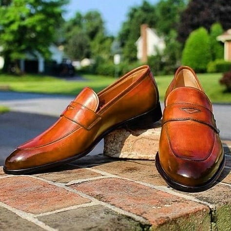 Brown Leather Penny Loafer for Men Brown Dress Shoes