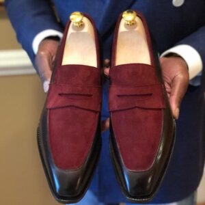 Black Leather Suede Loafer Moccasins for Men Wedding Shoes