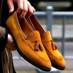 Tan Brown Tassel Loafers Slip on Fashion Shoes for Men