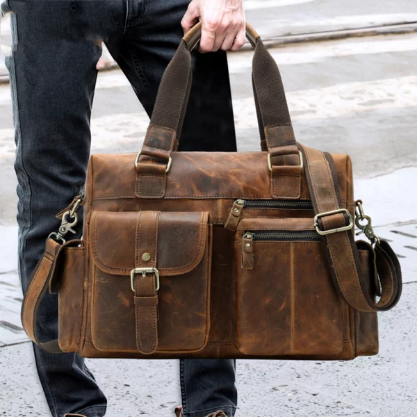 Vintage Brown Business Travel Bag Leather Messenger Bag