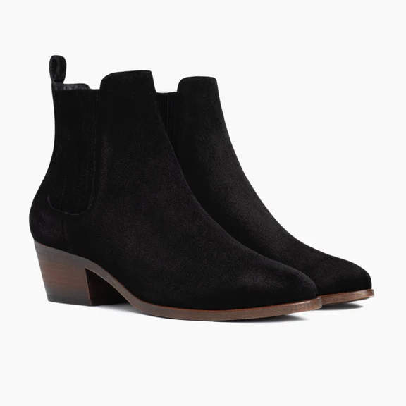 Black Suede Chelsea Boots for Women Ankle Boots
