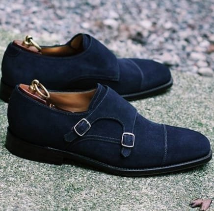 Double Monk Shoes Blue Suede Dress Shoes for Men Double Monk Shoes Blue Suede Dress Shoes for Men