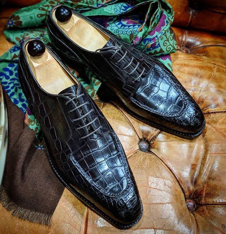 Black Alligator Derby Shoes for Men's Dress Shoes